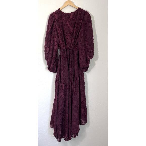 Anthropologie Hutch Rosa Floral Maxi Wrap Dress Wine Womens Burgundy NWT Size 2X - Picture 9 of 9